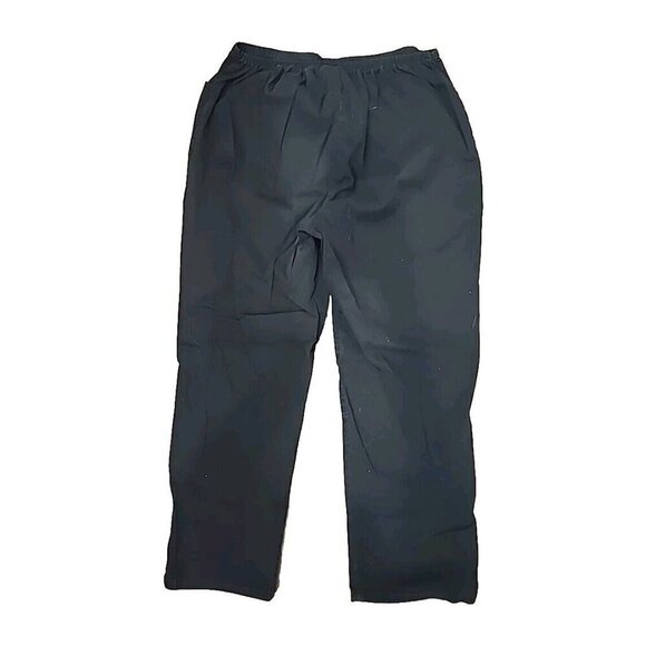 Denim & Co. Pants Black Woven Back Elastic Waist Pockets Straight Leg Women's PL - Picture 5 of 11